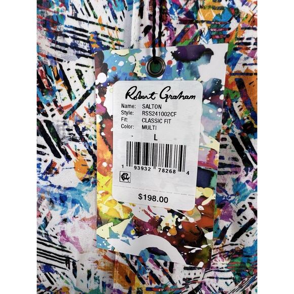 NWT Robert Graham Arnold Abstract Print Print Long Sleeve Shirt Size L $198 - Picture 6 of 10
